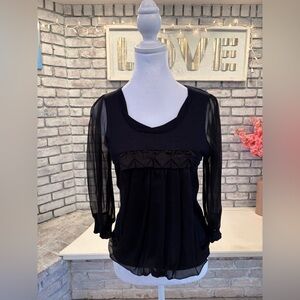 Vintage black chiffon long sleeved top